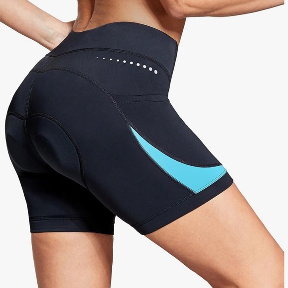 Baleaf Pants - Baleaf Women's Black and Teal 4D Padded Cycling‎ Shorts Size Large